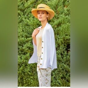 Gretchen Scott Grosgrain Heaven Cardigan in White, Medium, Spring Preppy Soft